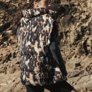 FP Movement by Free People Camo Puffer Vest in Brown & Black